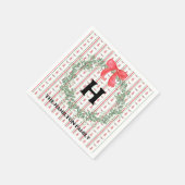 Krans Monogram Vakantie Gepersonaliseerd Servet (Hoek)