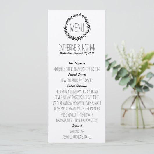 Krans Rustic Kraft Wedding Menu (Staand voorkant)