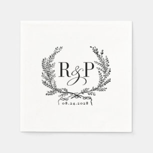   Krans servetten met Monogram & Datum