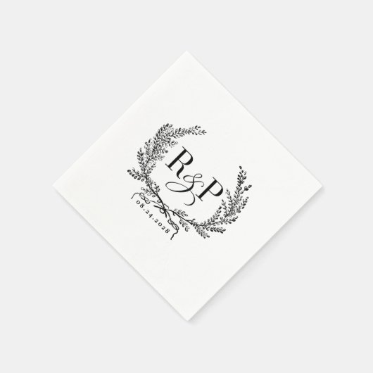   Krans servetten met Monogram & Datum (Hoek)