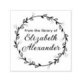 Krans van botanisch blad #14 Ronde bibliotheekboek Zelfinktende Stempel (Design)