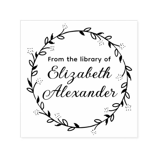 Krans van botanisch blad #14 Ronde bibliotheekboek Zelfinktende Stempel (Design)