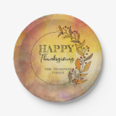 Krans van doedelbladeren en bessen Thanksgiving Papieren Bordje (Voorkant)