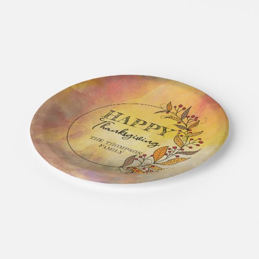 Krans van doedelbladeren en bessen Thanksgiving Papieren Bordje (Gekanteld)