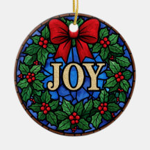 Krans van gebrandschilderd glas met hulst JOY