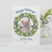 Krans van groenblijvende takken en schelpen Kerst Feestdagenkaart (Staand voorkant)