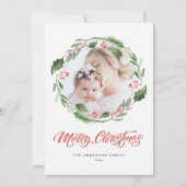 Krans van hulst en groen Kerstkrans Cirkel Foto Pr Feestdagenkaart (Voorkant)