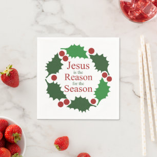 Krans van hulst Jezus reden voor het seizoen Kerst Servet