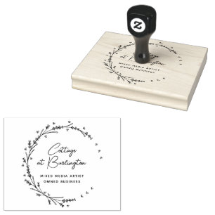 Krans van lavendelhartjes 	rubberstempel