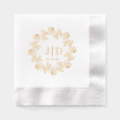 Krans van Rozen 2 Initiaal bruiloft Monogram CO2 Folie Servetten (Voorkant)