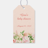 Krans van rozen bedankkaartje cadeaulabel (Achterkant)