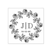 Krans van Rozen Twee Initiaal Bruiloft Monogram CO Rubberstempel (Afrduk)