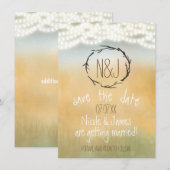 Krans van rustieke stokken & slingerlichtjes save  kaart (Voorkant / Achterkant)