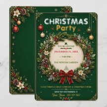 Krans van smaragd Kerstfeest Uitnodiging