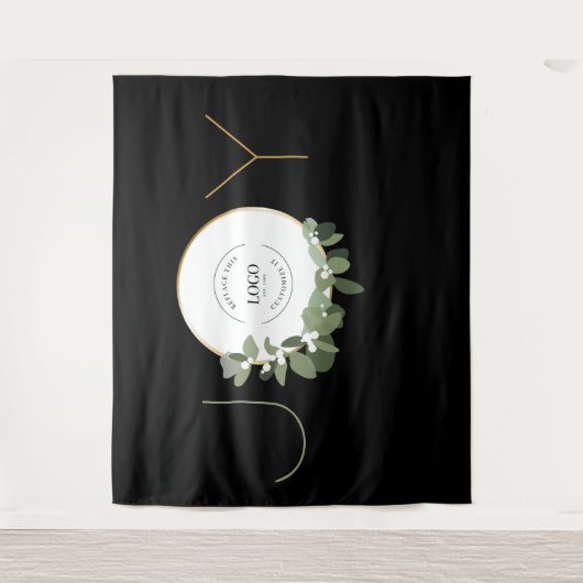 Krans voor feestelijke bedrijfsfeest Logo Kerstvre Wandkleed (Voorkant)