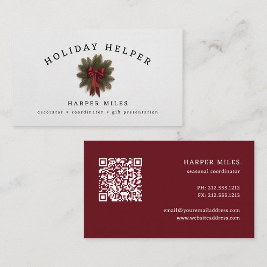 krans voor vakantiehelpers visitekaartje (Voorkant / Achterkant)