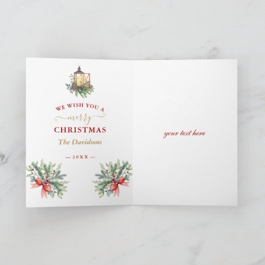 Krans Wij wensen u een vrolijk kerstfeest  Kaart (Binnen)