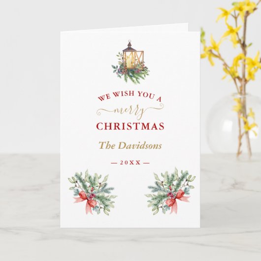 Krans Wij wensen u een vrolijk kerstfeest Kaart (Gele Bloem)