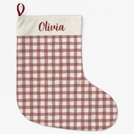 Kransbes Gingham Rood Maroon Grote Kerstsok