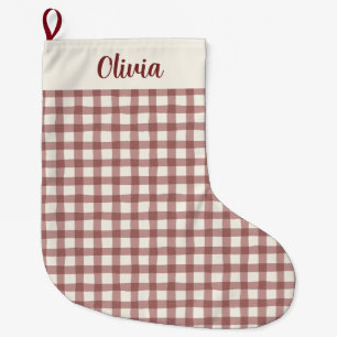 Kransbes Gingham Rood Maroon Grote Kerstsok