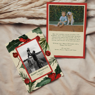 Kransige Retro Kerstgroen Foto Feestdagenkaart