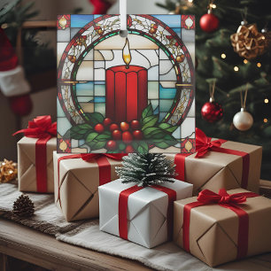Kransrode Kerstkaars Nep Gebruinde Glasornament Glas Ornament
