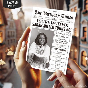 Krant 50e Verjaardagsfeest Uitnodiging & Programma