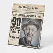 krant Custom 90th Birthday Welkom Reclamebord Met Voetstuk (Voorkant)
