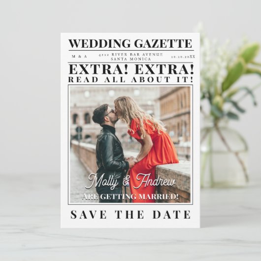 krant Custom Foto Opslaan van de datum Kaart (Staand voorkant)