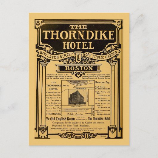  krant en Thorndike Hotel Boston Briefkaart (Voorkant)
