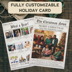  krant Familie Kerstfoto Collage Feestdagenkaart