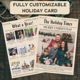  krant Familie Kerstfoto Collage Feestdagenkaart