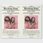 Krant Flower Wrap Photo Maid of Honor Cadeaupapier (Vlak)