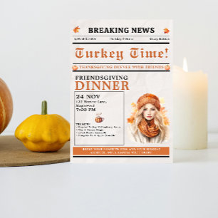Krant Friendsgiving Dinner Thanksgiving Fall Kaart