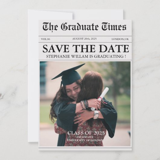  krant FunStyle Foto afstuderen Save The Date (Voorkant)