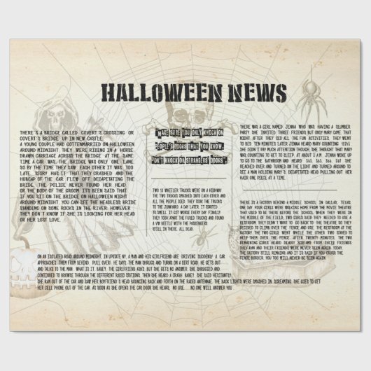 krant Halloween Cadeaupapier (Vlak)