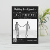 Krant Huwelijk 1 Foto QR-code Save the Date (Staand voorkant)