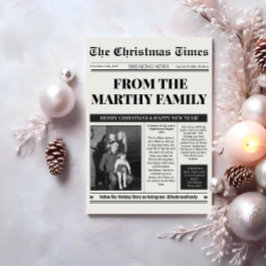 Krant Jaaroverzicht Zwart en Wit Foto Feestdagenkaart