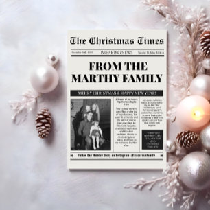 Krant Jaaroverzicht Zwart en Wit Foto  Feestdagenkaart