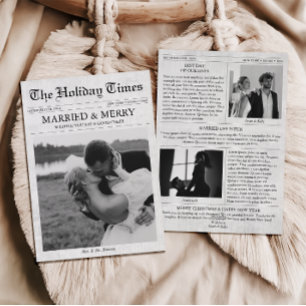 Krant Kerst Vrolijk & Getrouwd 3 Foto Feestdagenkaart