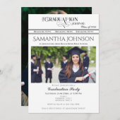 Krant Modern Script 2 Foto's Graduation Party Kaart (Voorkant / Achterkant)