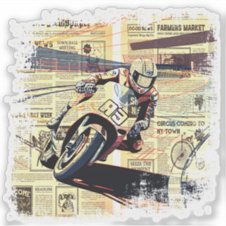 Krant Motorfiets Racen Oude Stijl Sticker