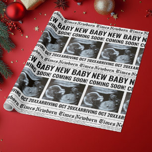 Krant Nieuwgeboren Tijd Krant Baby Foto Persoonlij Cadeaupapier