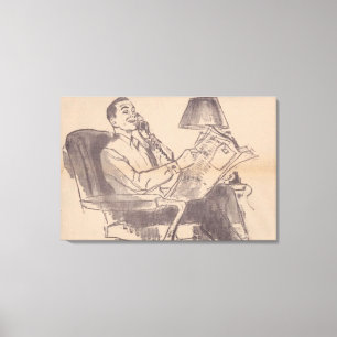 krant Papa Stretched Canvas Afdrukken