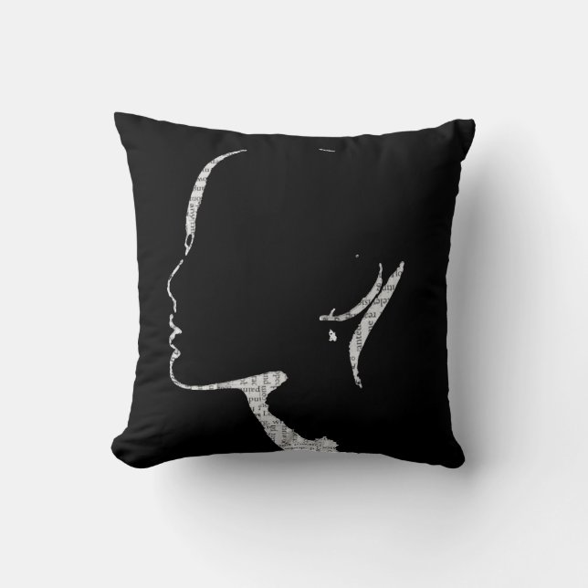 Krant Print Mode Silhouette Art Kussen (Voorkant)
