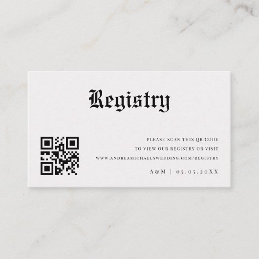 krant QR Code Huwelijkscadeau Registry Informatiekaartje (Voorkant)