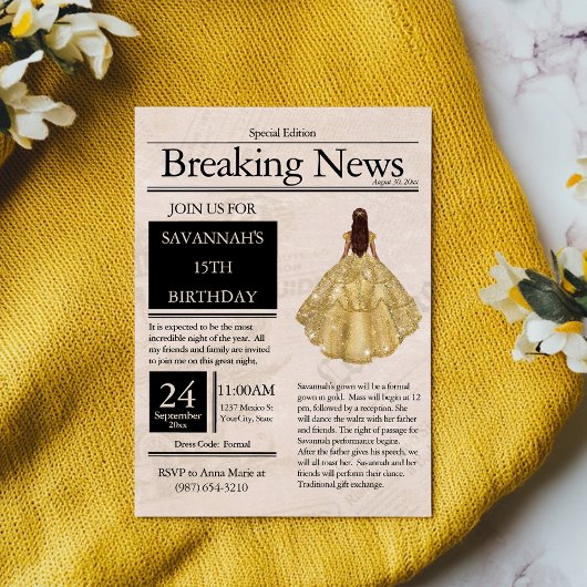 Krant Quinceañera Goud Kaart