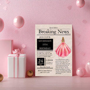 krant Quinceañera zalm roze Kaart