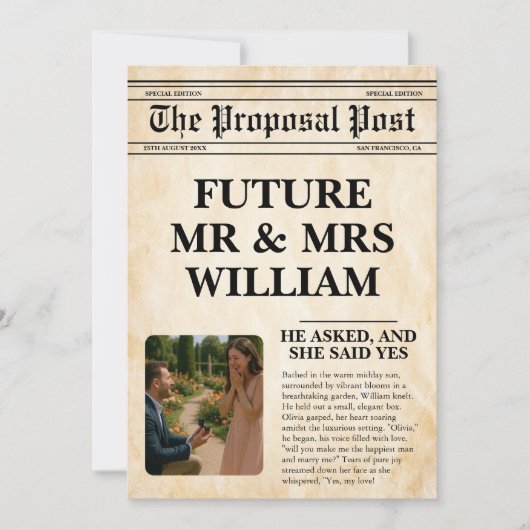  krant retro rustieke foto Sla de datum op Kaart (Voorkant)