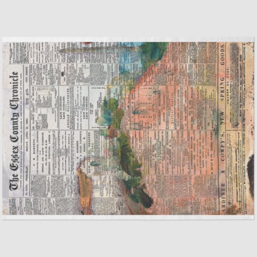  krant "Rustic Newspaper Decoupage" Tissuepapier (Voorkant)